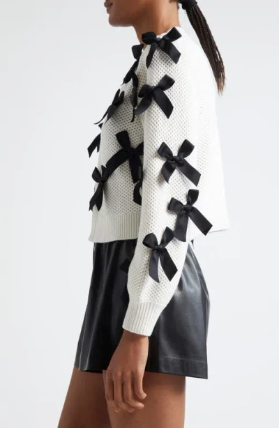 Alice And Olivia Alice + Olivia Kitty Bow Wool Blend Cardigan In White