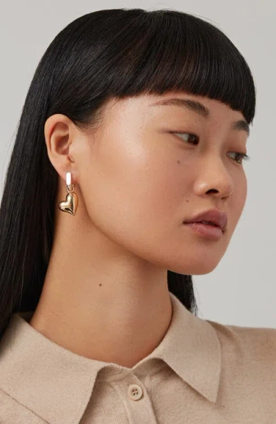 Jenny Bird Puffy Heart Drop Huggie Hoop Earrings