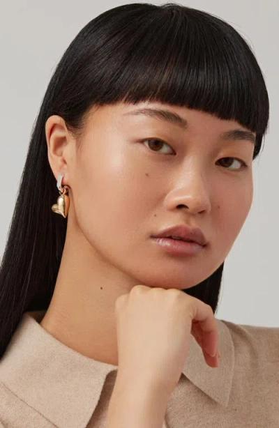 Jenny Bird Puffy Heart Drop Huggie Hoop Earrings