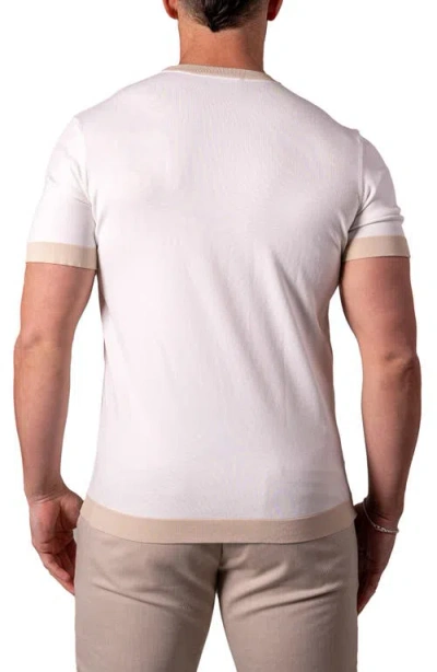 Maceoo Tipped Short Sleeve Sweater In White