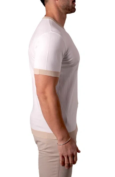 Maceoo Tipped Short Sleeve Sweater In White