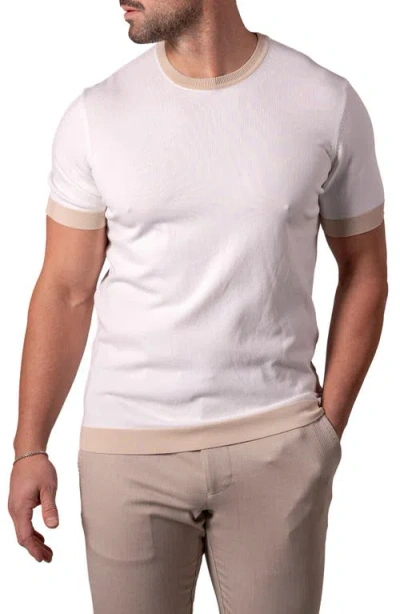 Maceoo Tipped Short Sleeve Sweater In White