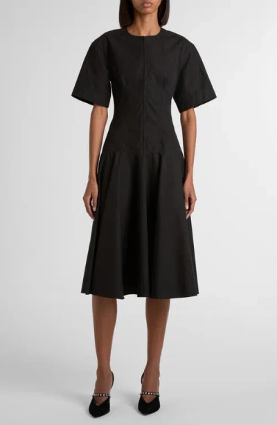 Alexander Mcqueen Mcqueen Cotton Poplin Midi Dress In Black