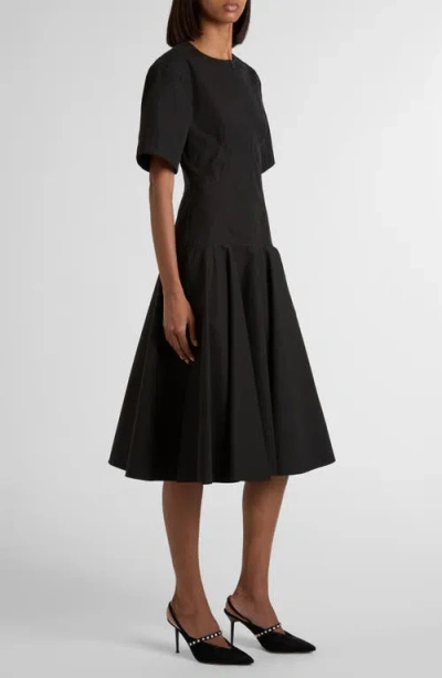 Alexander Mcqueen Mcqueen Cotton Poplin Midi Dress In Black