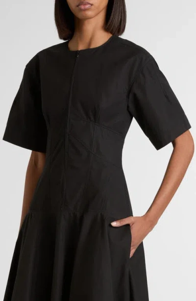 Alexander Mcqueen Mcqueen Cotton Poplin Midi Dress In Black