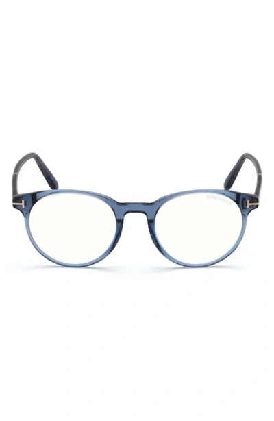 Tom Ford 49mm Round Blue Light Blocking Glasses