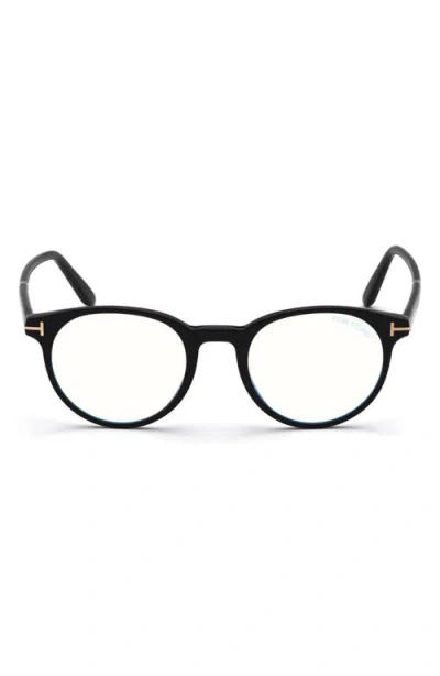 Tom Ford 49mm Round Blue Light Blocking Glasses