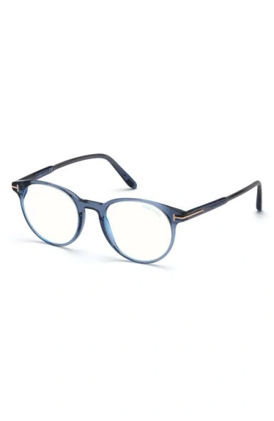 Tom Ford 49mm Round Blue Light Blocking Glasses
