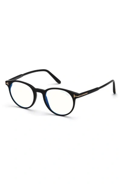 Tom Ford 49mm Round Blue Light Blocking Glasses
