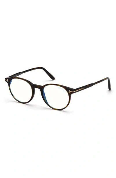 Tom Ford 49mm Round Blue Light Blocking Glasses