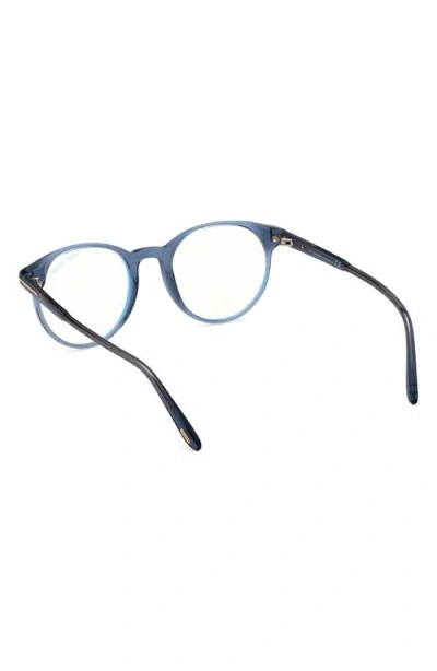 Tom Ford 49mm Round Blue Light Blocking Glasses