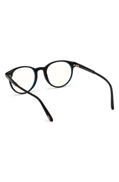 Tom Ford 49mm Round Blue Light Blocking Glasses