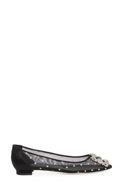 Manolo Blahnik Hangisi Crystal Buckle Flat