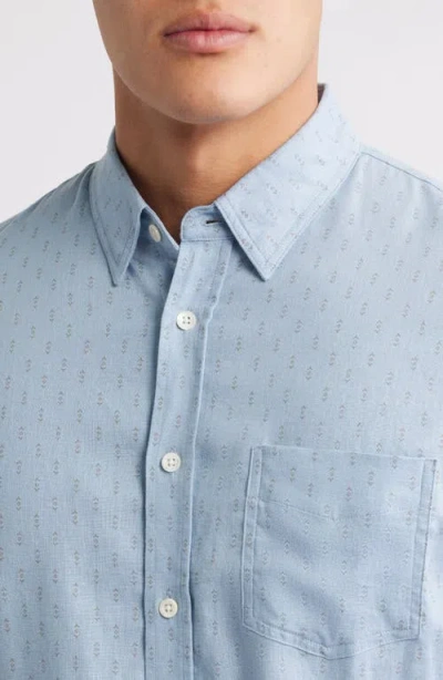 Rails Carson Short Sleeve Stretch Linen Blend Button-up Shirt In Blue
