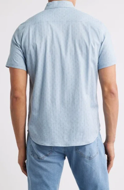 Rails Carson Short Sleeve Stretch Linen Blend Button-up Shirt In Blue