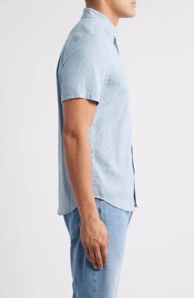 Rails Carson Short Sleeve Stretch Linen Blend Button-up Shirt In Blue