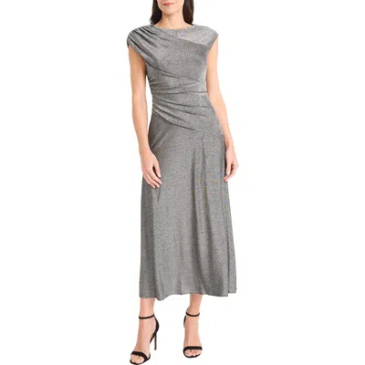 Maggy London Cap Sleeve Metallic Midi Dress