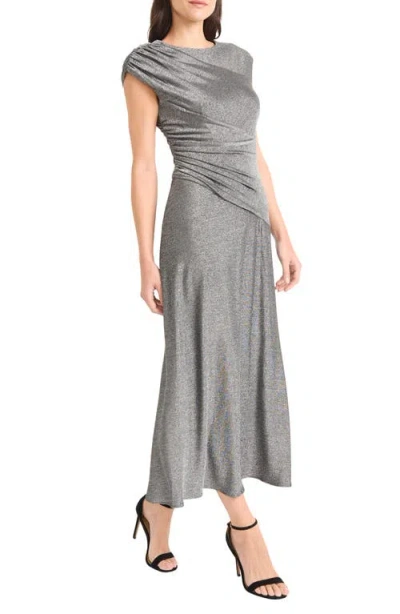 Maggy London Cap Sleeve Metallic Midi Dress