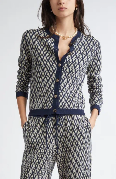 Valentino Garavani Toute La V Jacquard Virgin Wool Cardigan