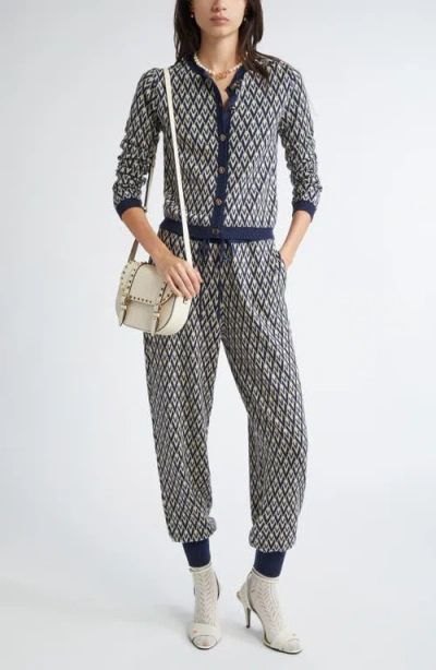 Valentino Garavani Toute La V Jacquard Virgin Wool Cardigan