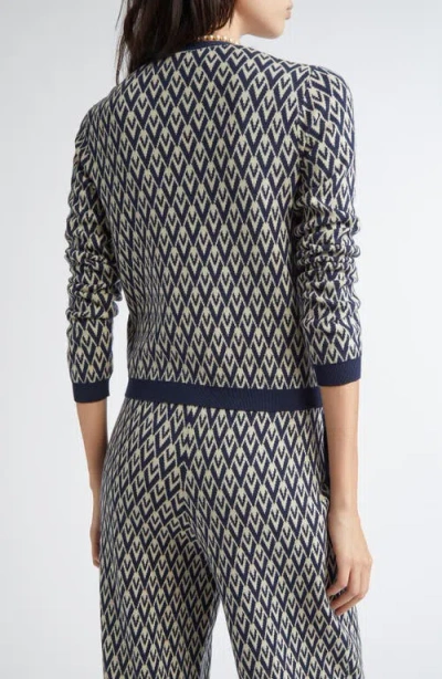 Valentino Garavani Toute La V Jacquard Virgin Wool Cardigan