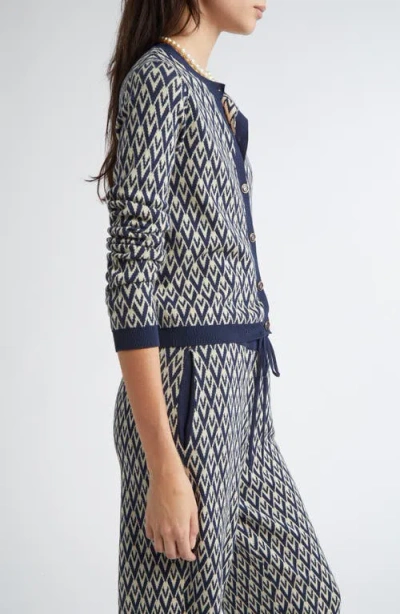 Valentino Garavani Toute La V Jacquard Virgin Wool Cardigan