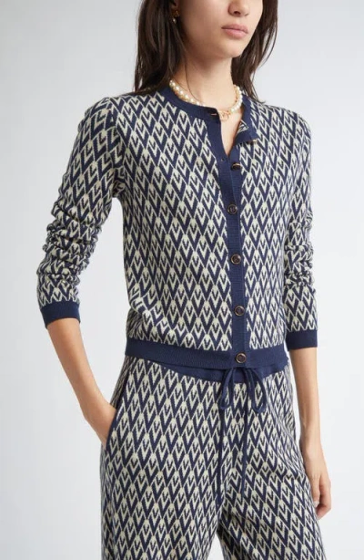 Valentino Garavani Toute La V Jacquard Virgin Wool Cardigan