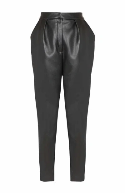 Balmain Faux Leather High-rise Slim Trousers In Black