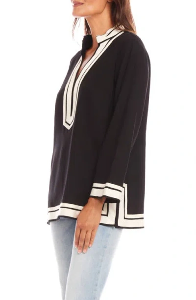 Karen Kane The St. Tropez Linen Blend Tunic Top In Black