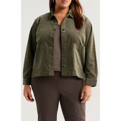 Eileen Fisher Stretch Cotton Velveteen Jacket In Green