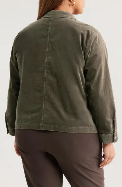 Eileen Fisher Stretch Cotton Velveteen Jacket In Green
