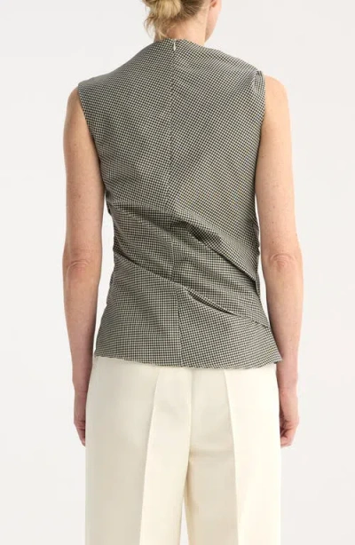 Rohe Róhe Mini Check Cowl Neck Sleeveless Wool Blend Top