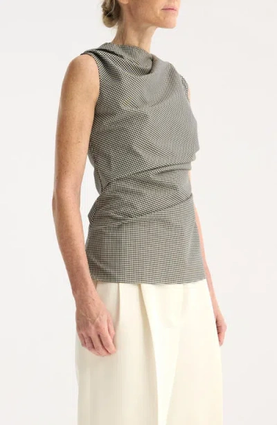 Rohe Róhe Mini Check Cowl Neck Sleeveless Wool Blend Top