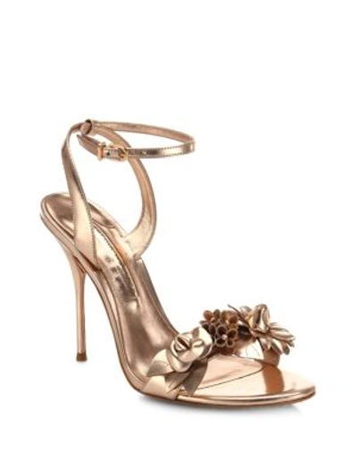 Shop Sophia Webster Lilico Metallic Leather Ankle-strap Sandals In Rosegold
