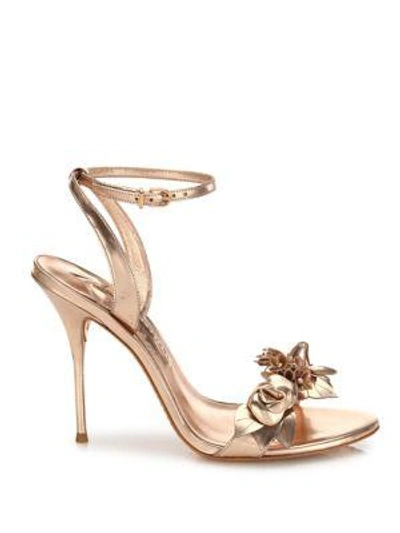 Shop Sophia Webster Lilico Metallic Leather Ankle-strap Sandals In Rosegold