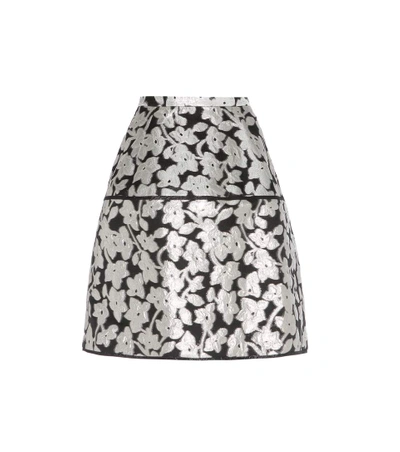 Shop Oscar De La Renta Metallic Jacquard Skirt In Silver