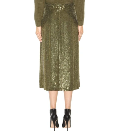 Shop Nina Ricci Sequinned Silk Skirt In Green
