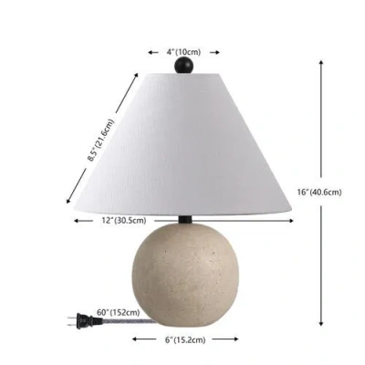 Jonathan Y Liza Modern Minimalist Travertine Globe Led Table Lamp In White