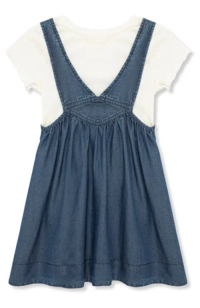 Peek Aren't You Curious Kids' Celestial Embroidered Pinafore & T-shirt Set In Blue