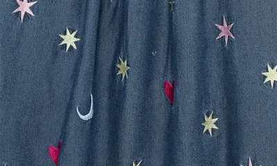 Peek Aren't You Curious Kids' Celestial Embroidered Pinafore & T-shirt Set In Blue
