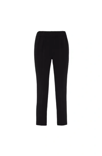 Brunello Cucinelli Crepe Cady Slim-leg Ankle Pull-on Pants In Black