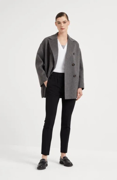 Brunello Cucinelli Crepe Cady Slim-leg Ankle Pull-on Pants In Black