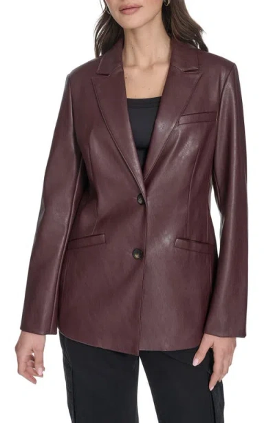 Levi's Women's Single-breasted Faux-leather Blazer In Burgundy