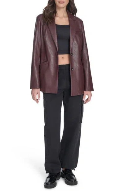 Levi's Women's Single-breasted Faux-leather Blazer In Burgundy