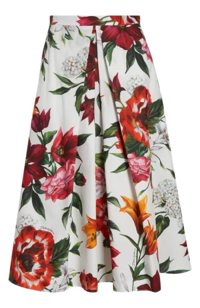Dolce & Gabbana Printed Cotton Midi Skirt In Multi