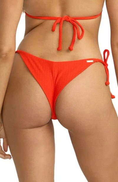 Billabong Good Vibes Side Tie Bikini Bottoms In Red