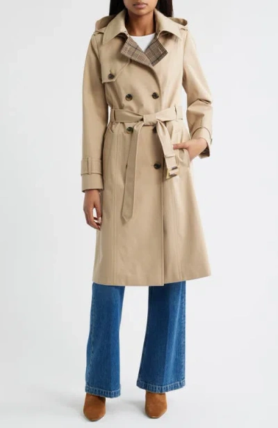 London Fog Double Breasted Trench Raincoat In Black