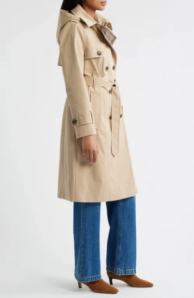 London Fog Double Breasted Trench Raincoat In Black