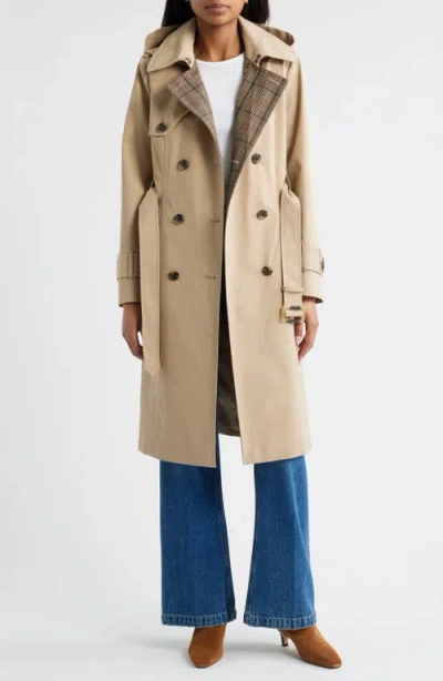 London Fog Double Breasted Trench Raincoat In Black