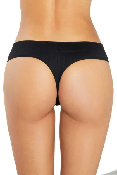 Ldma Low Hide Ribbed Thong In Black